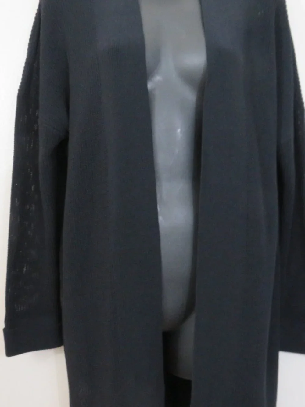 Eileen Fisher size Medium Black Cotton Blend Knit Cardigan Open Front Basic